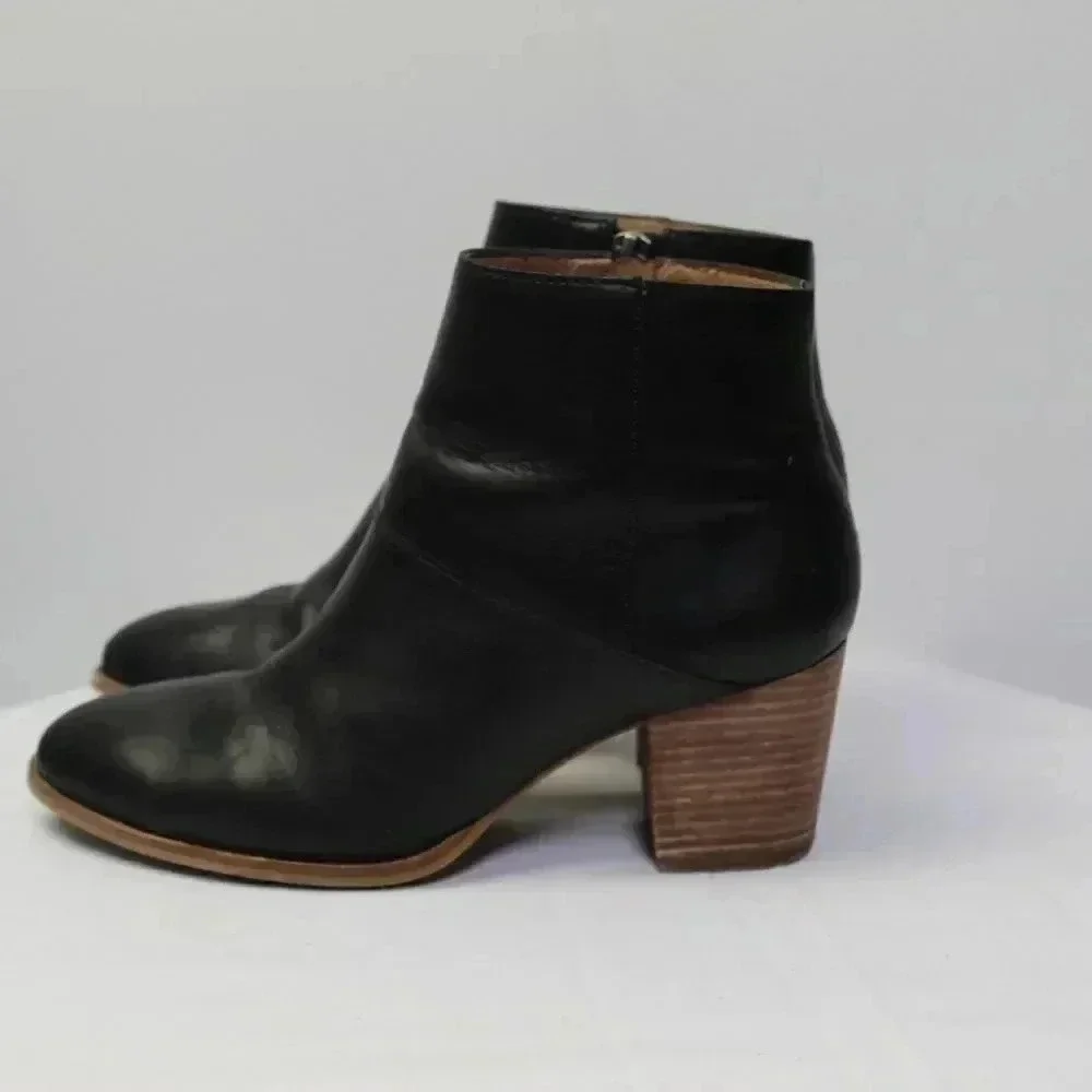 madewell black stacked heel booties 7